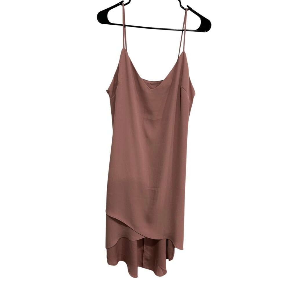 BCBG MaxAzria Astrella Dusty Pink Sleeveless Asymmetrical Hem Slip Dress Sz M